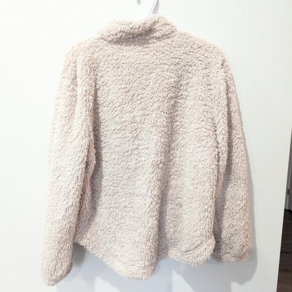 Gap Beige Sherpa Zip-Up Sweater With Pockets! Cottagecore Women's M 26.5 Inches - Picture 2 of 7